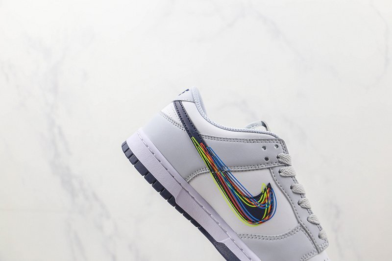 Nike Dunk Low 3D Swoosh "White/Blackened/Blue/Volt" фото № 4