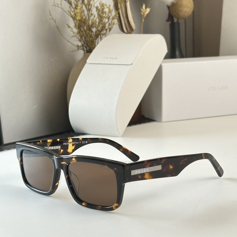 Солнцезащитные очки Prada Logo Inscription Inside Rectangle On Frame "Brown" фото № 2