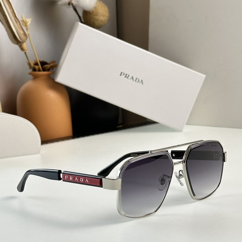 Солнцезащитные очки Prada Aviator Frame With Thin Temples And Logo "Black/Silver" фото № 2