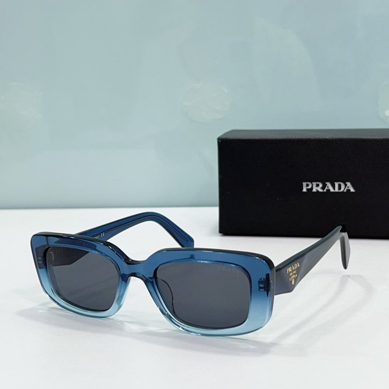 Солнцезащитные очки Prada Square Temples With Logo And Small Inscription "Blue/White" фото № 2
