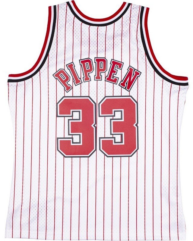 Баскетбольная Джерси Mitchell And Ness Chicago Bulls №33 Scottie Pippen "White/Red" фото № 2