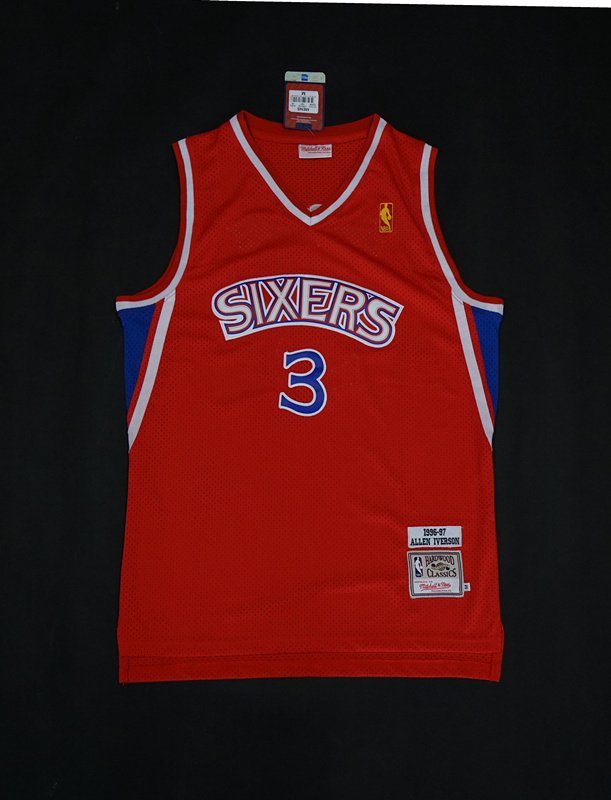 Баскетбольная Джерси NBA Philadelphia 76ers №3 Allen Iverson "Red" фото № 8