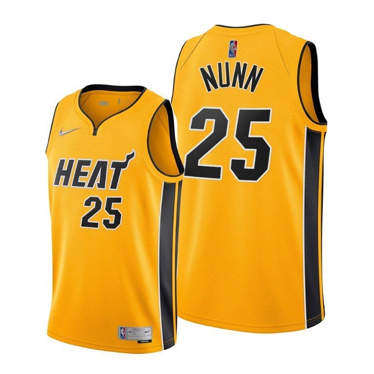 Баскетбольная Джерси Nike Miami Heat 20-21 №25 Kendrick Nunn "Yellow" фото № 2