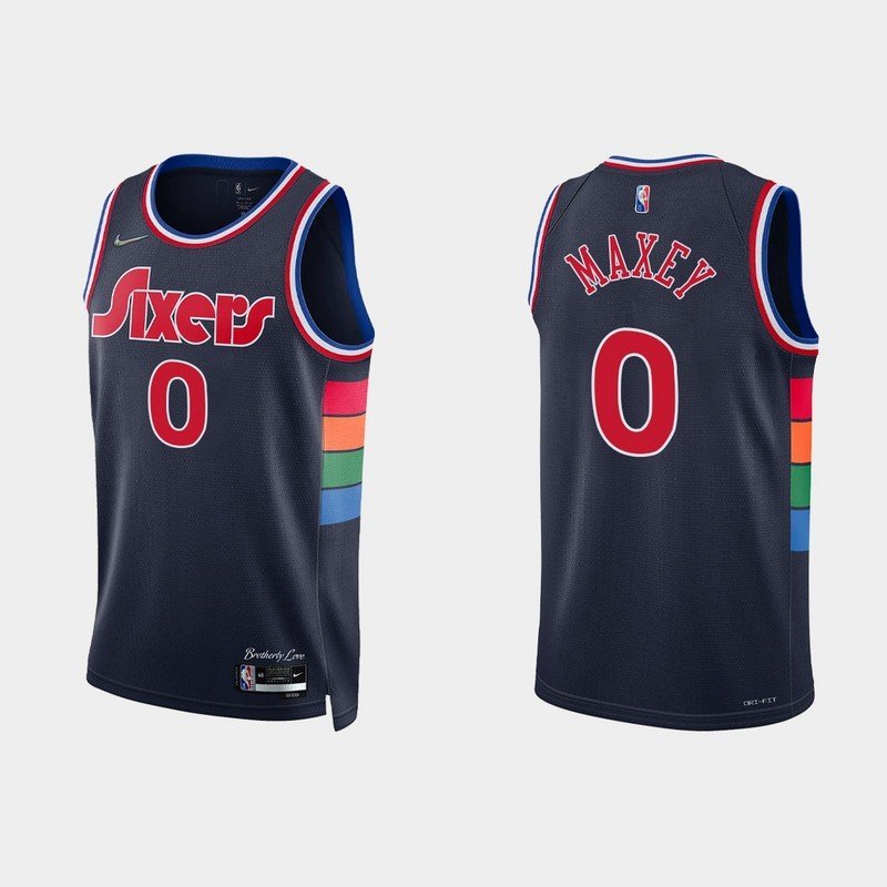 Баскетбольная Джерси Nike Philadelphia 76ers 21-22 №0 Tyrese Maxey "Blue" фото № 2