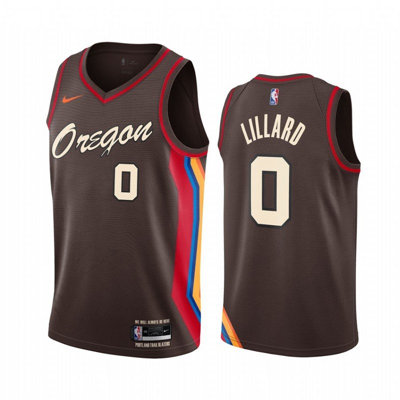 Баскетбольная Джерси Nike Portland Trail Blazers 20-21 №0 Damian Lillard "Brown" фото № 2