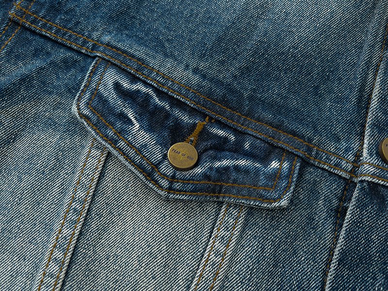 Джинсовая Куртка Fear Of God Torn Sleeves "Blue" фото № 3