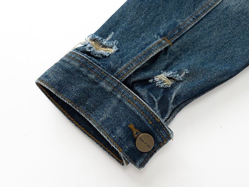 Джинсовая Куртка Fear Of God Torn Sleeves "Blue" фото № 8