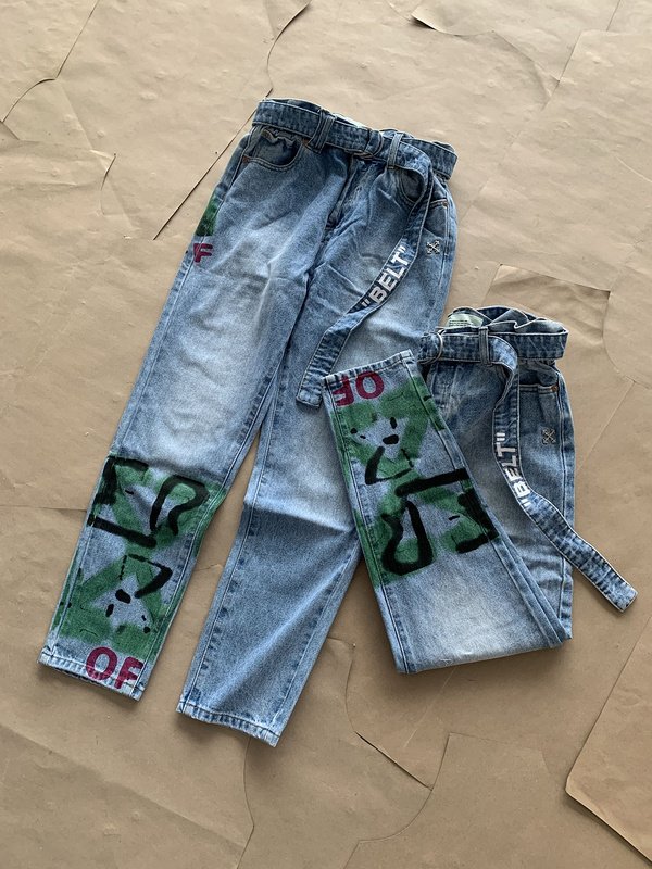 Джинсы Off White With A Branded Print "Blue" фото № 4