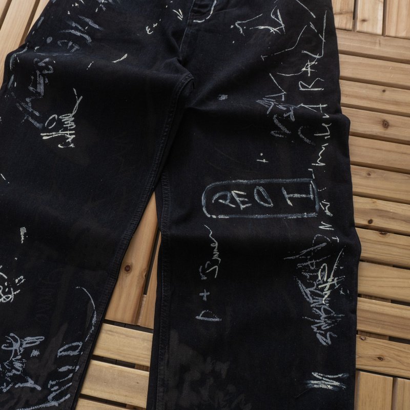 Штаны Balanciaga Wide Leg Graffiti Pattern "Black" фото № 9