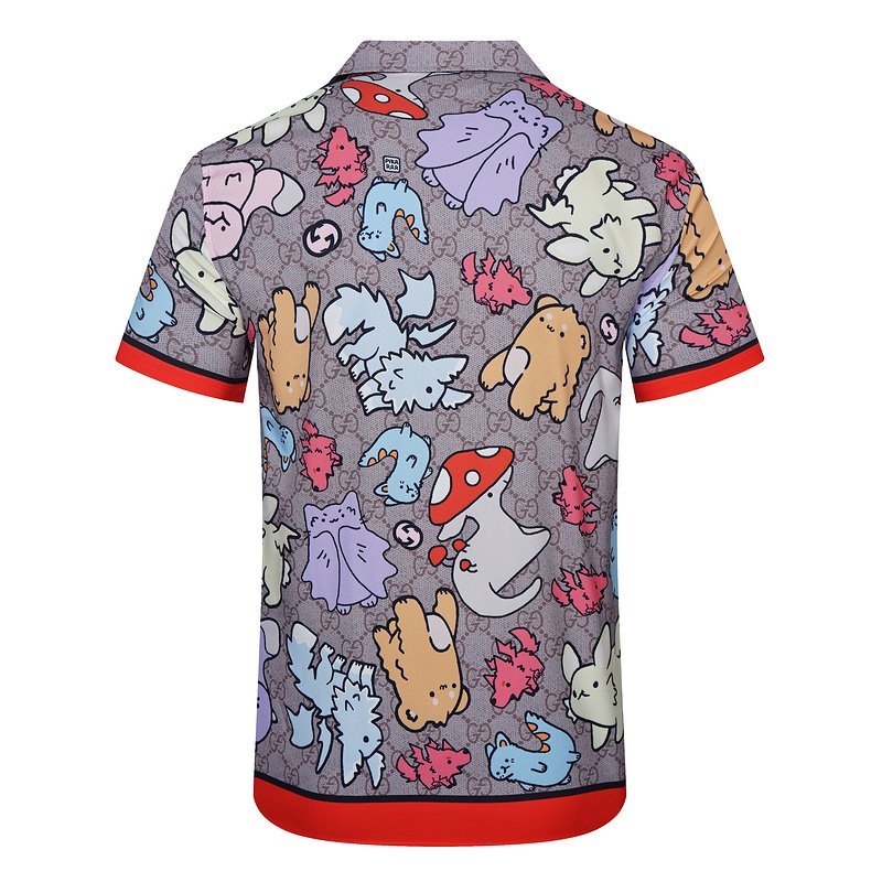 Рубашка Gucci Repeating Animals And Logo "Gray" фото № 2