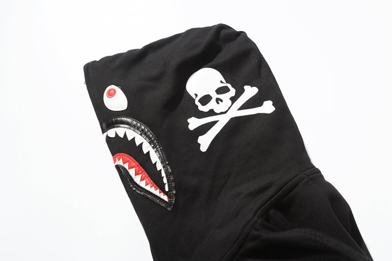 Худи A Bathing Ape Half Skull Half Shark Hood Zip "Black" фото № 4