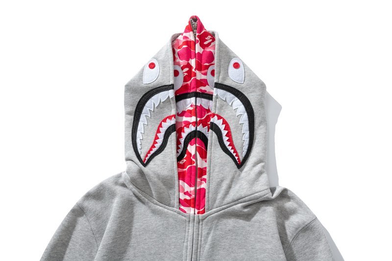 Худи A Bathing Ape Red Hood Shark Zip "Gray" фото № 3