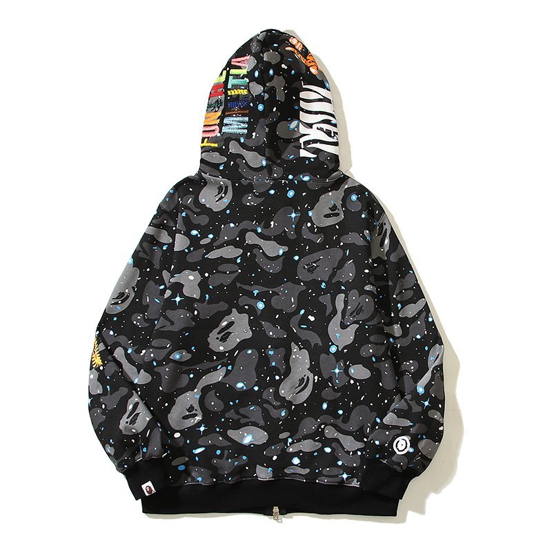 Худи A Bathing Ape Zip Camouflage Blue Spots Tiger On Hood "Black" фото № 2
