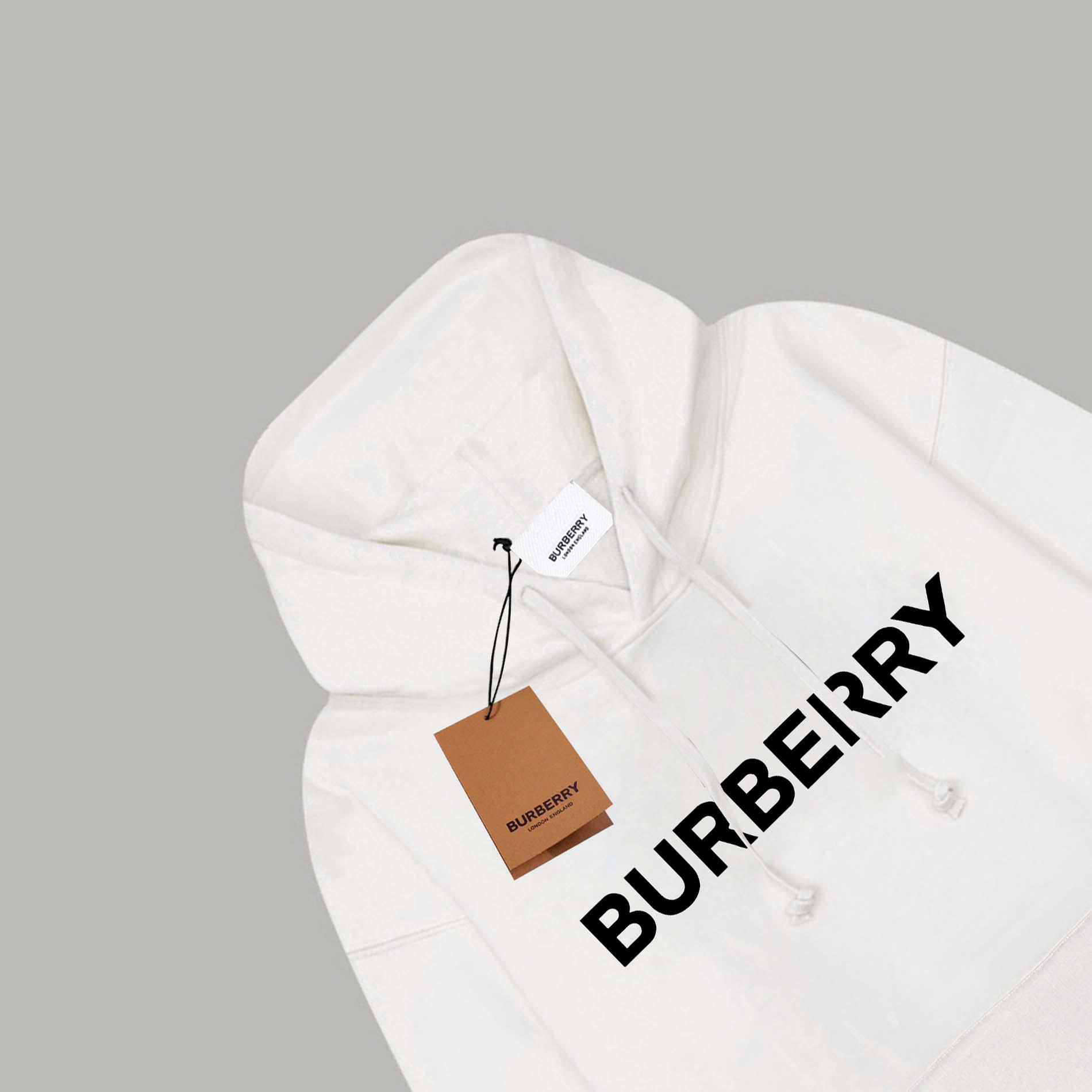 Худи Burberry Frontside Central Contrast Logo "White" фото № 2