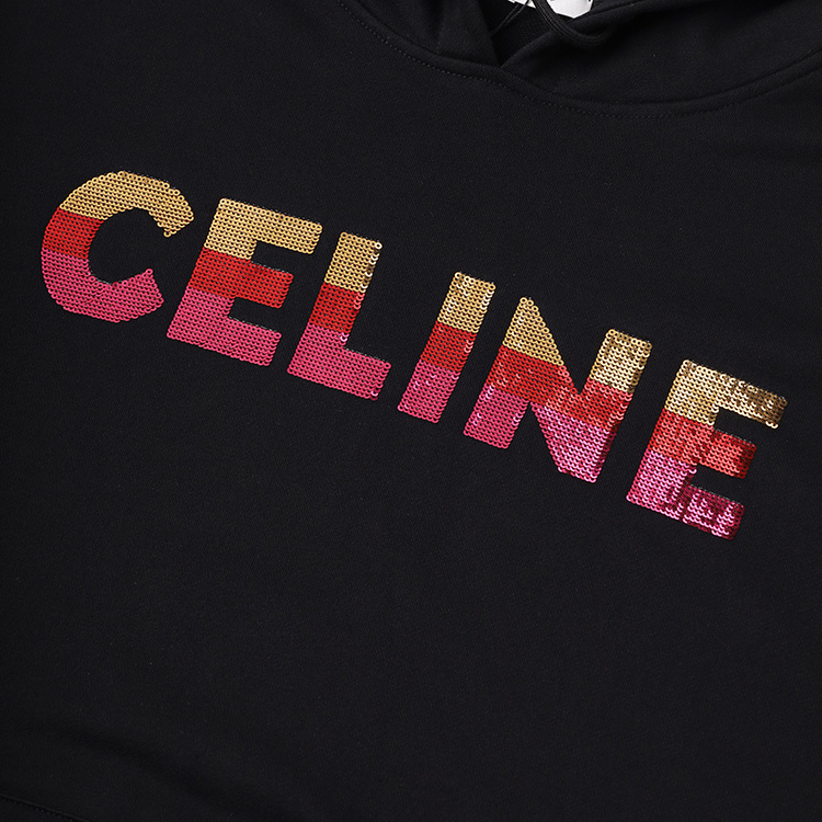 Худи Celine Logo Made Of Sequins "Black" фото № 3