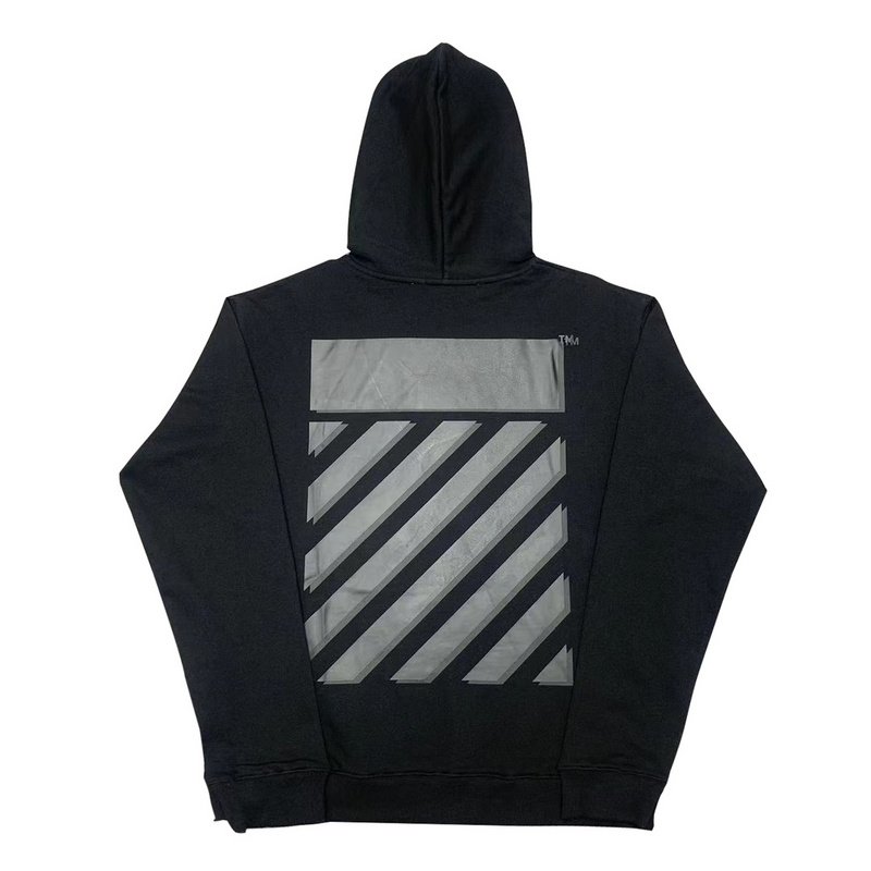 Худи OFF-White Gray Rectangle Diagonal Stripes "Black" фото № 2