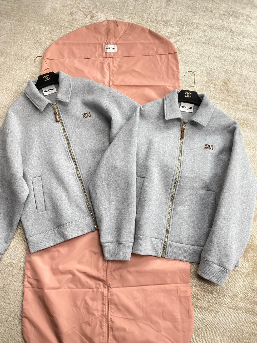 Куртка-бомбер Miu Miu Frontside Mini Brown Logo Miu Miu "Gray" фото № 6