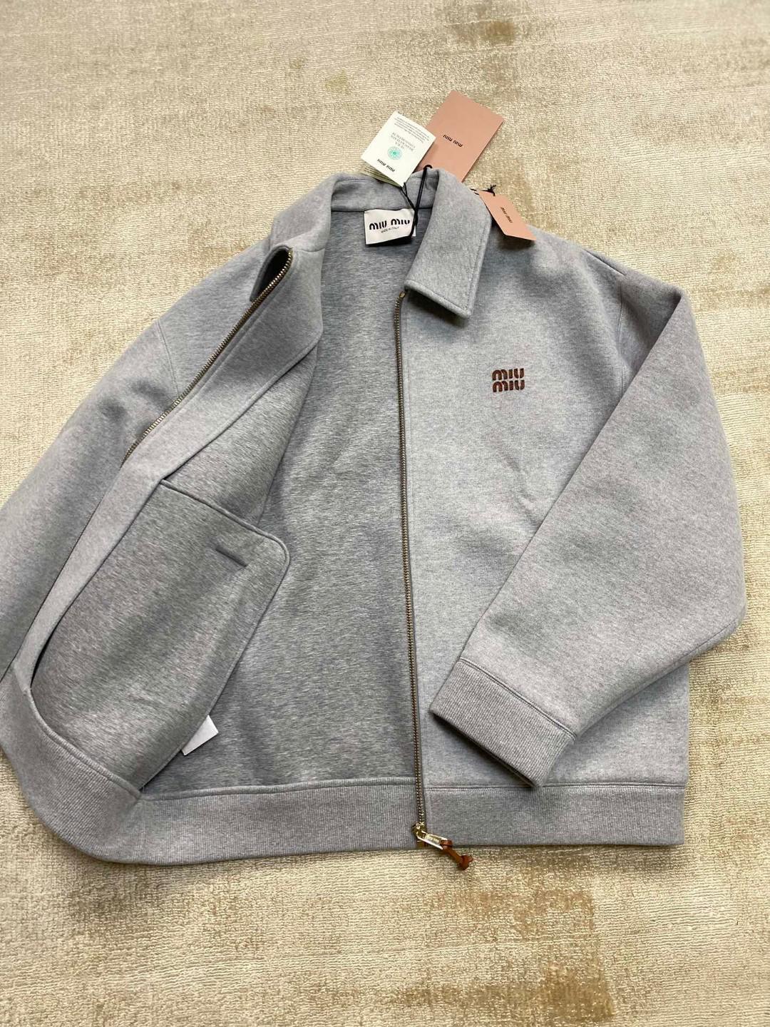 Куртка-бомбер Miu Miu Frontside Mini Brown Logo Miu Miu "Gray" фото № 5