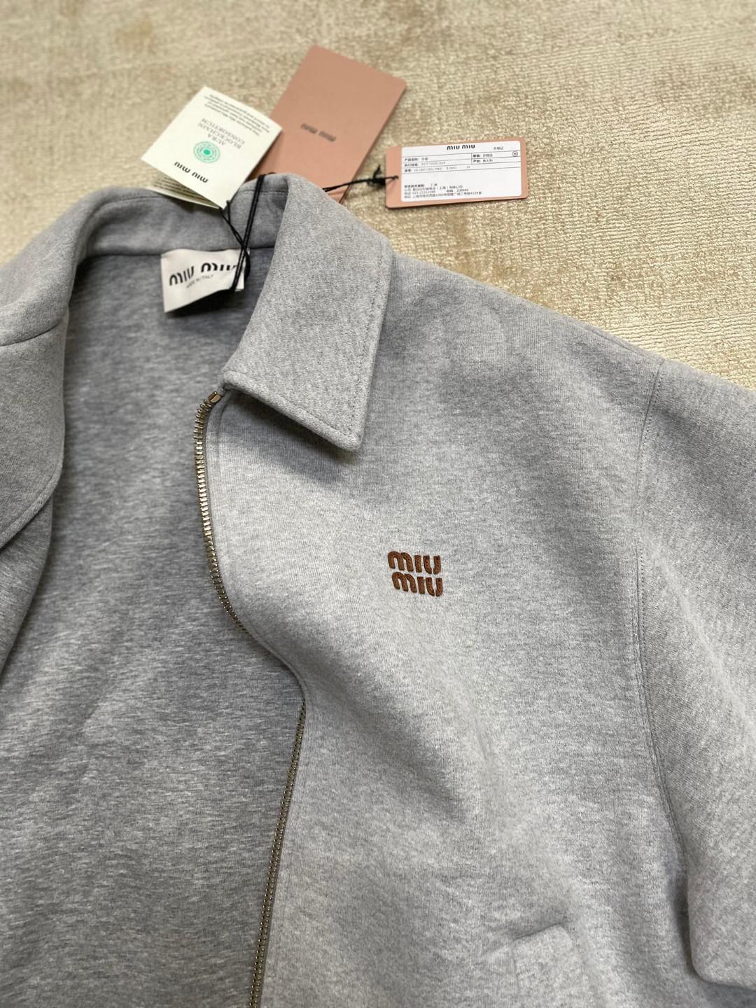 Куртка-бомбер Miu Miu Frontside Mini Brown Logo Miu Miu "Gray" фото № 4