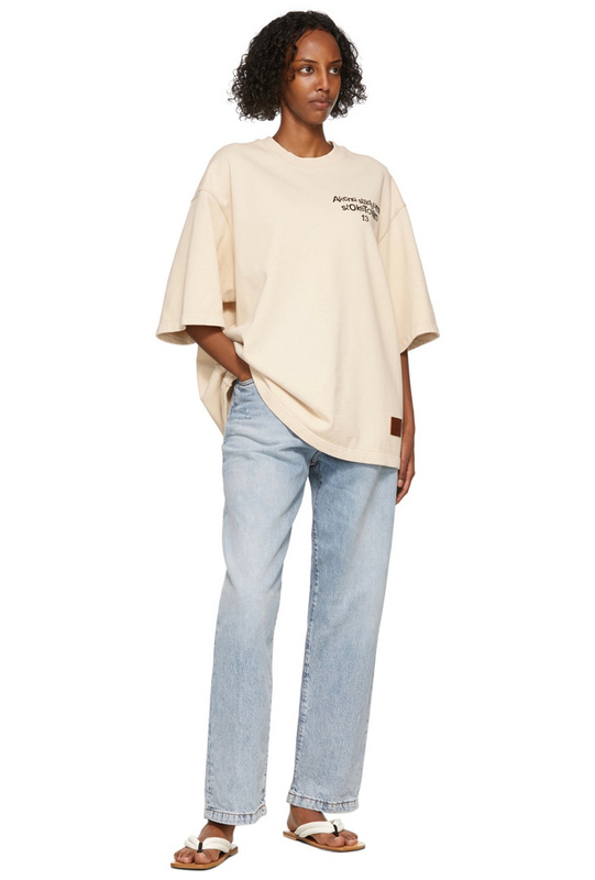 Футболка Acne Studios Face Logos "Milky" фото № 2