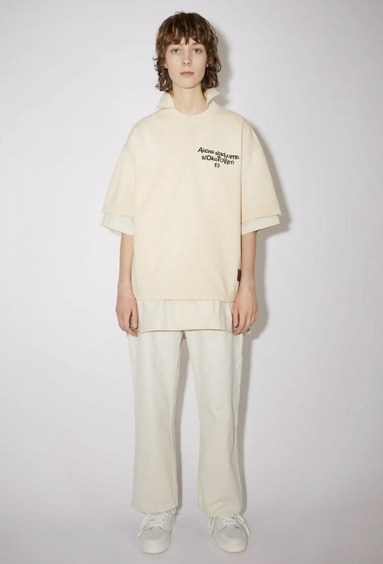 Футболка Acne Studios Face Logos "Milky" фото № 8
