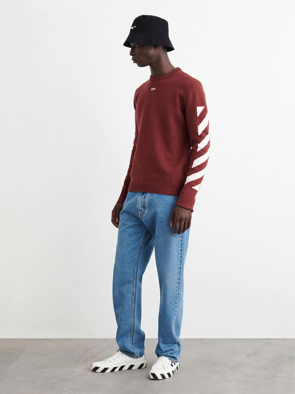 Лонгслив Off White Striped Sleeves "Red" фото № 5