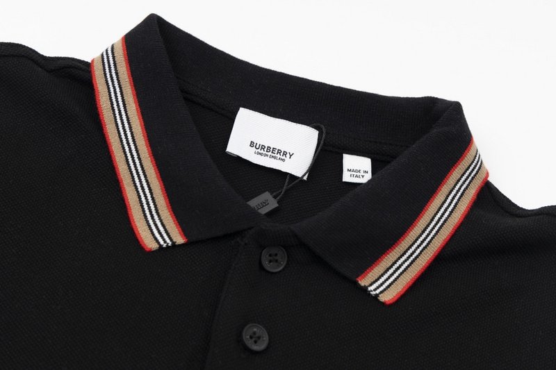 Поло Burberry Striped Collar "Black" фото № 5