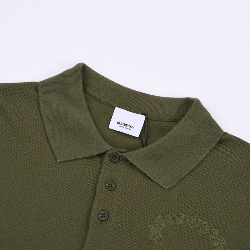 Поло Burberry With A Ribbon With Wreath Logo "Green/Brown" фото № 5