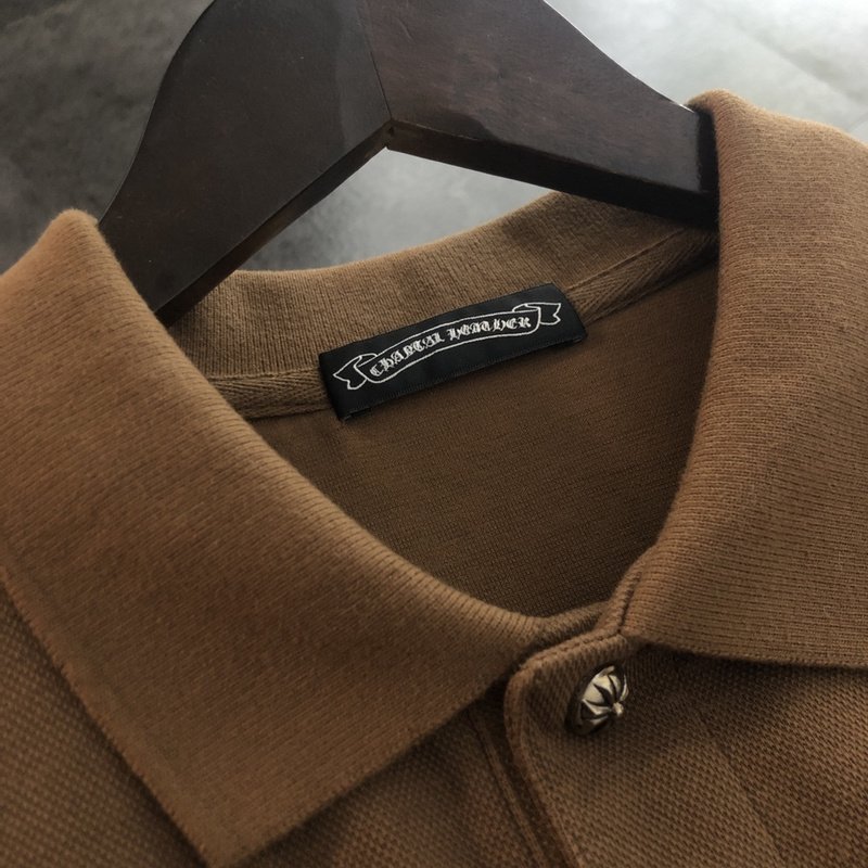 Поло Chrome Hearts With Fabric Logo "Brown" фото № 2