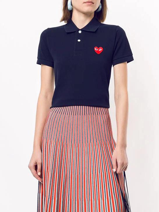 Поло Comme des Garcons Play Red Heart Eyes "Navy Blue" фото № 3