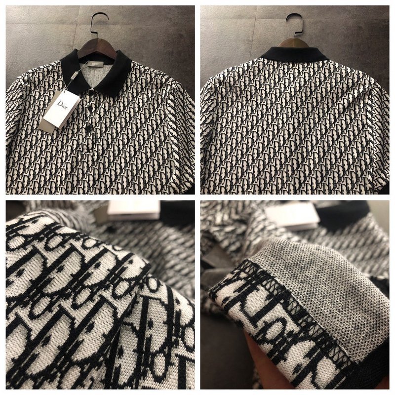 Поло Dior With A Black Collar "White/Black" фото № 3