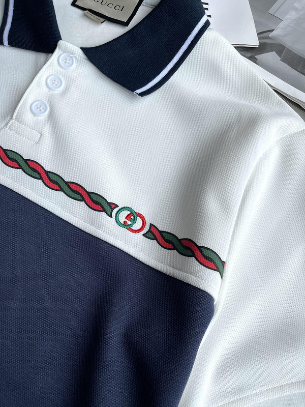 Поло Gucci Plexus With The Brand Sign "White/Blue" фото № 4