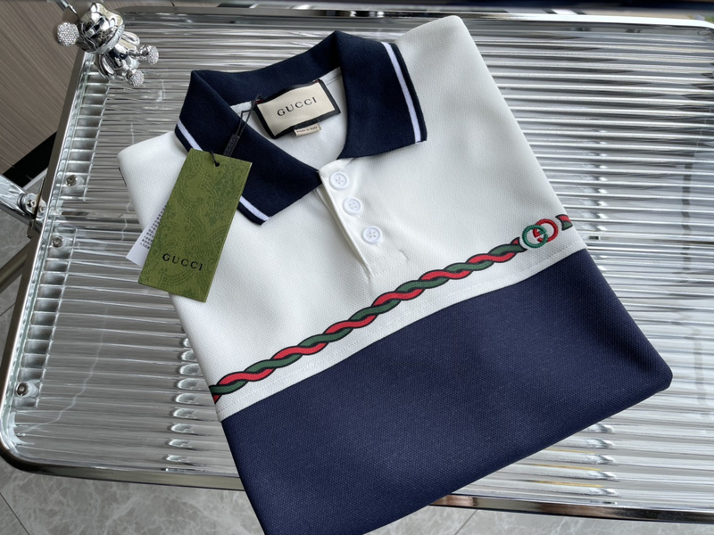 Поло Gucci Plexus With The Brand Sign "White/Blue" фото № 9