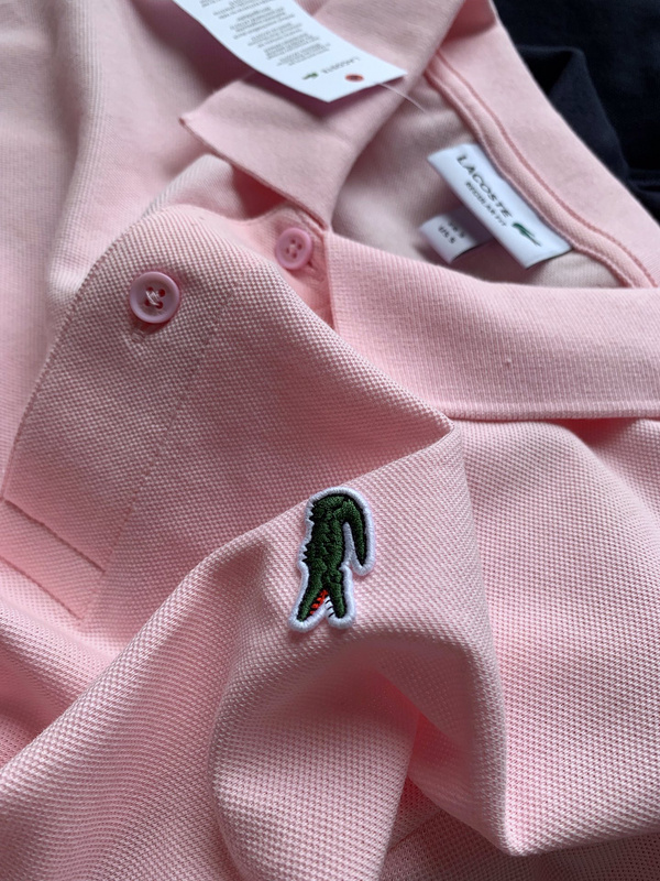 Поло Lacoste Very Small Crocodile Logo "Pink" фото № 6