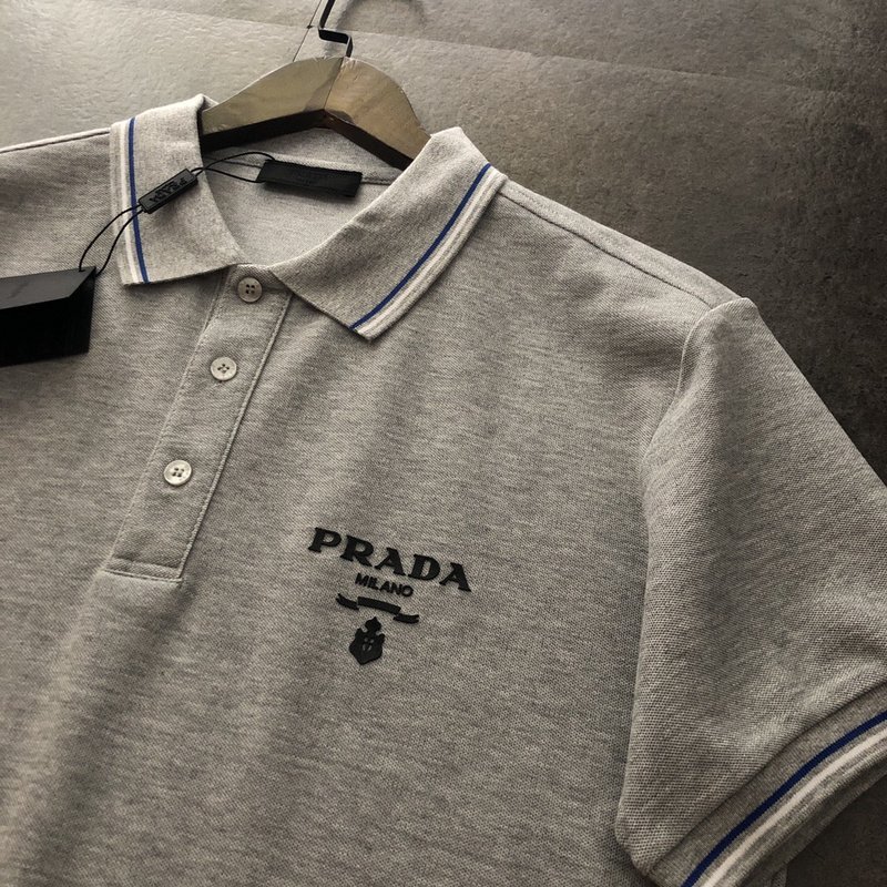 Поло Prada With Logo Brand - Cotton "Gray" фото № 5