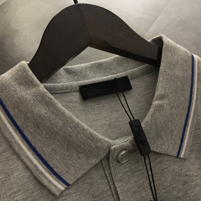 Поло Prada With Logo Brand - Cotton "Gray" фото № 6