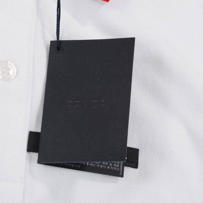 Поло Prada With Black Text Stripe "White" фото № 6