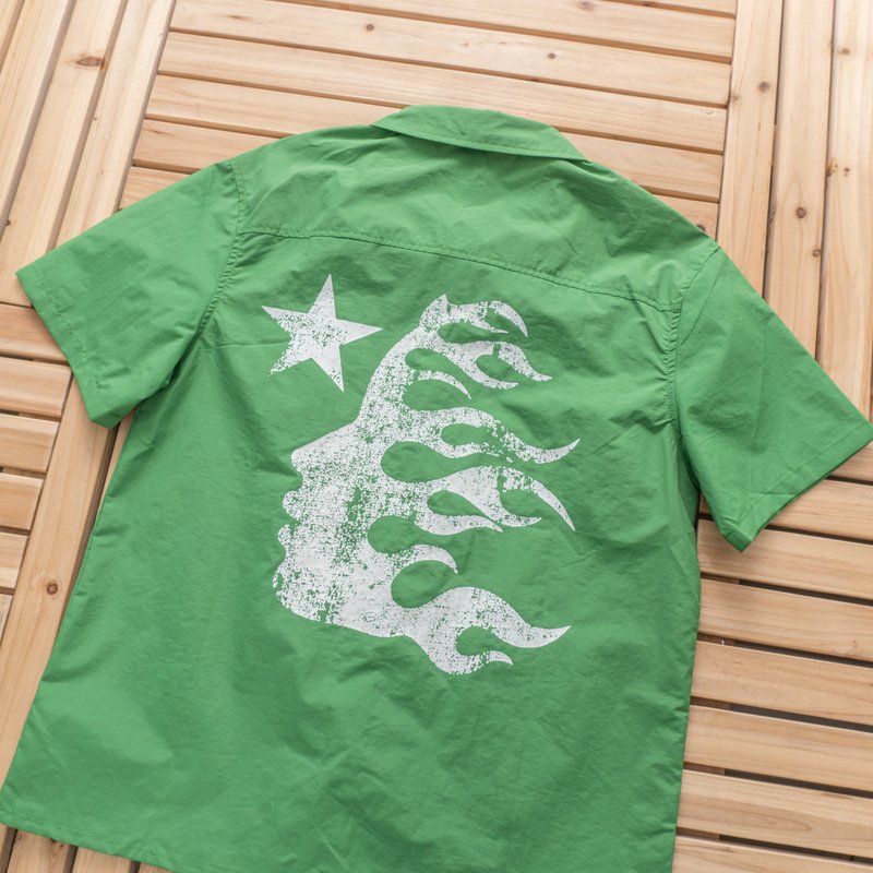 Рубашка Hellstar Face And Star Back "Green" фото № 2