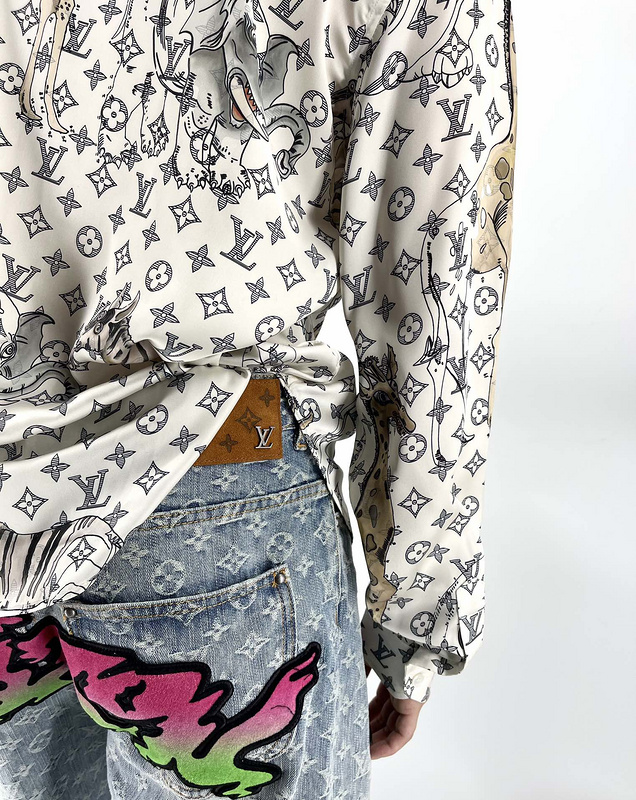 Рубашка Louis Vuitton Chapman Brothers Giraffe Elephant "White" фото № 3