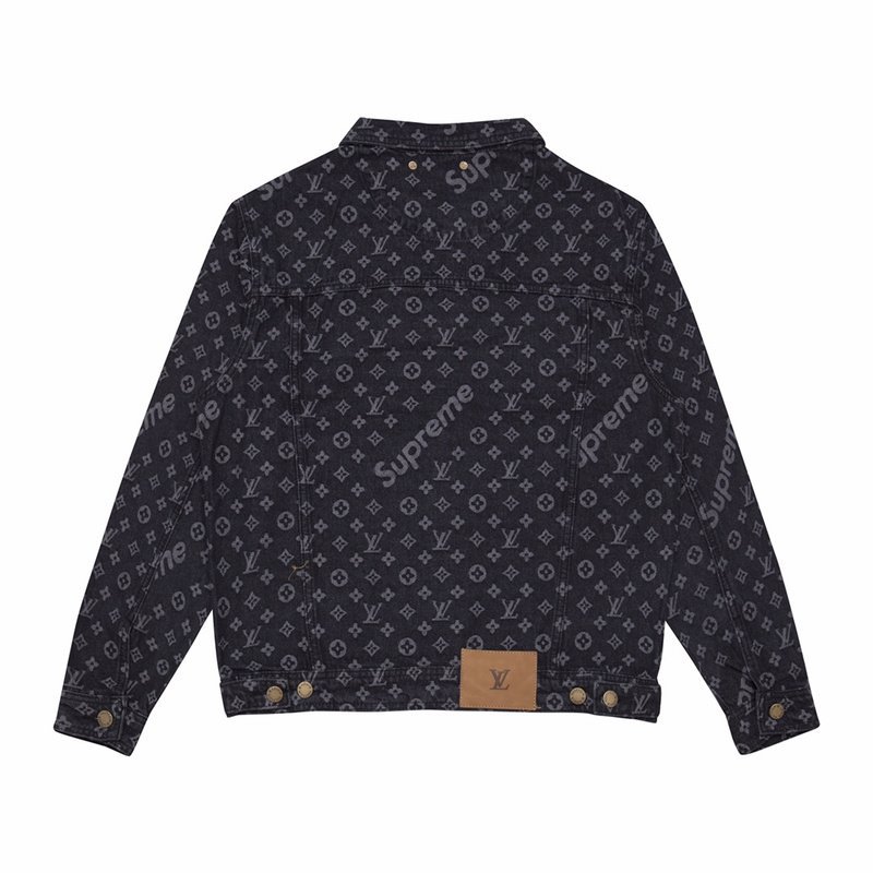 Джинсовая Рубашка Louis Vuitton X Supreme With Text Logo And Brand Emblems "Black" фото № 7