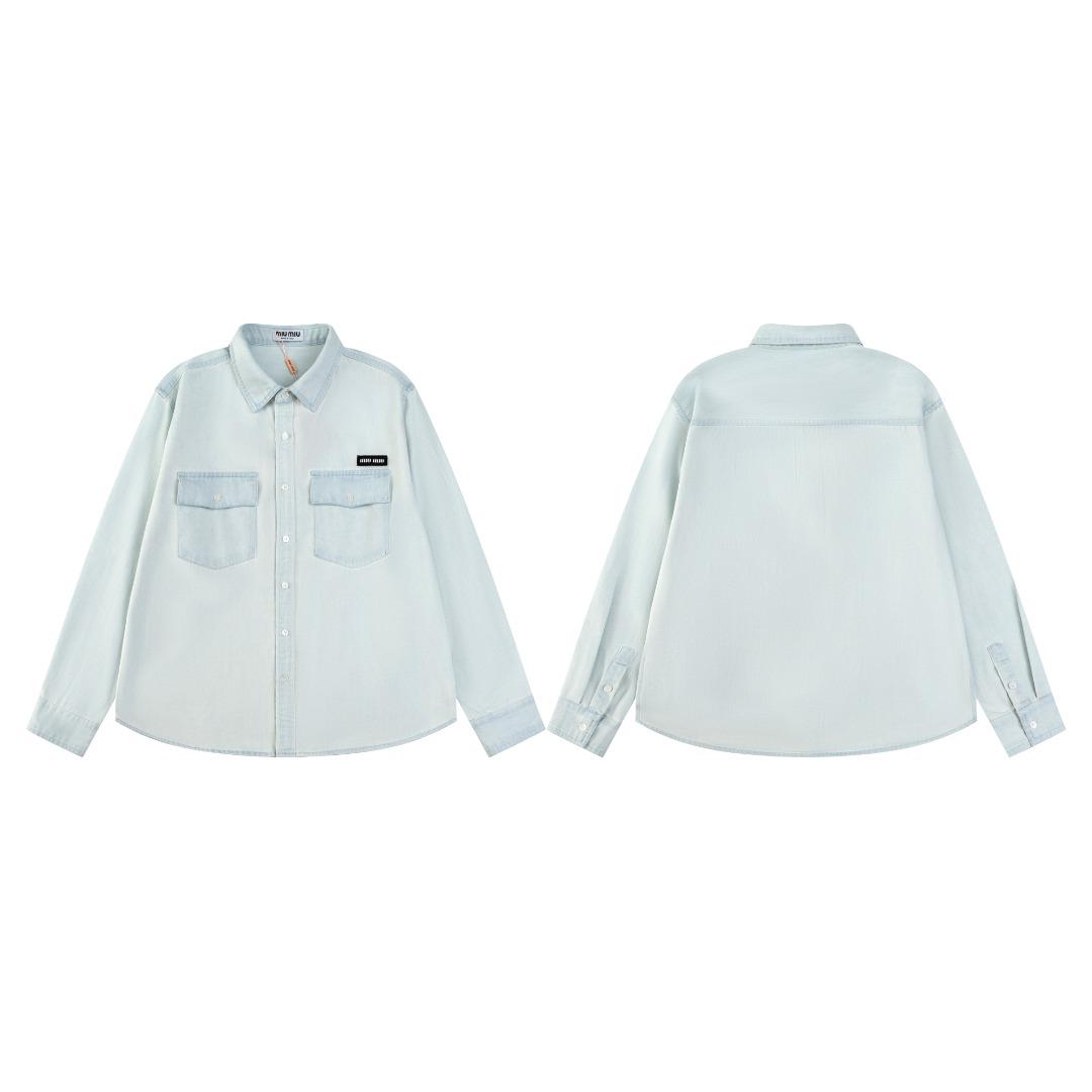 Джинсовая рубашка Miu Miu Rounded Bottom "Blue" фото № 5