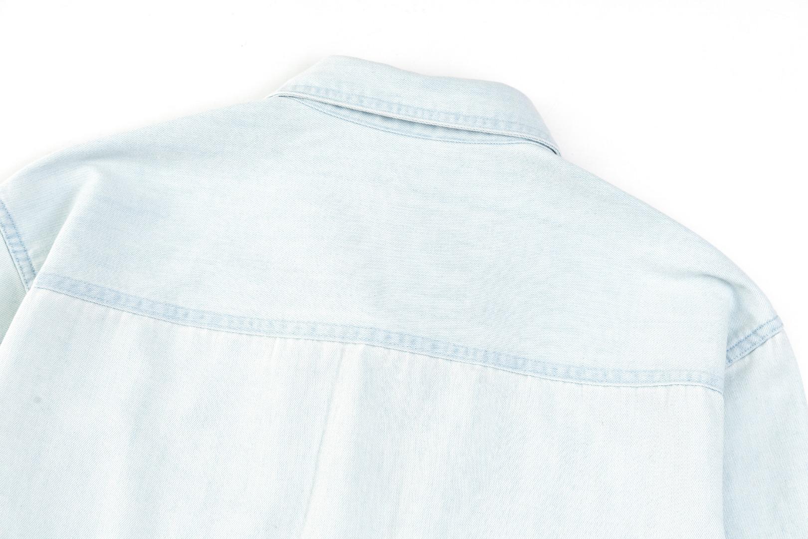 Джинсовая рубашка Miu Miu Rounded Bottom "Blue" фото № 3