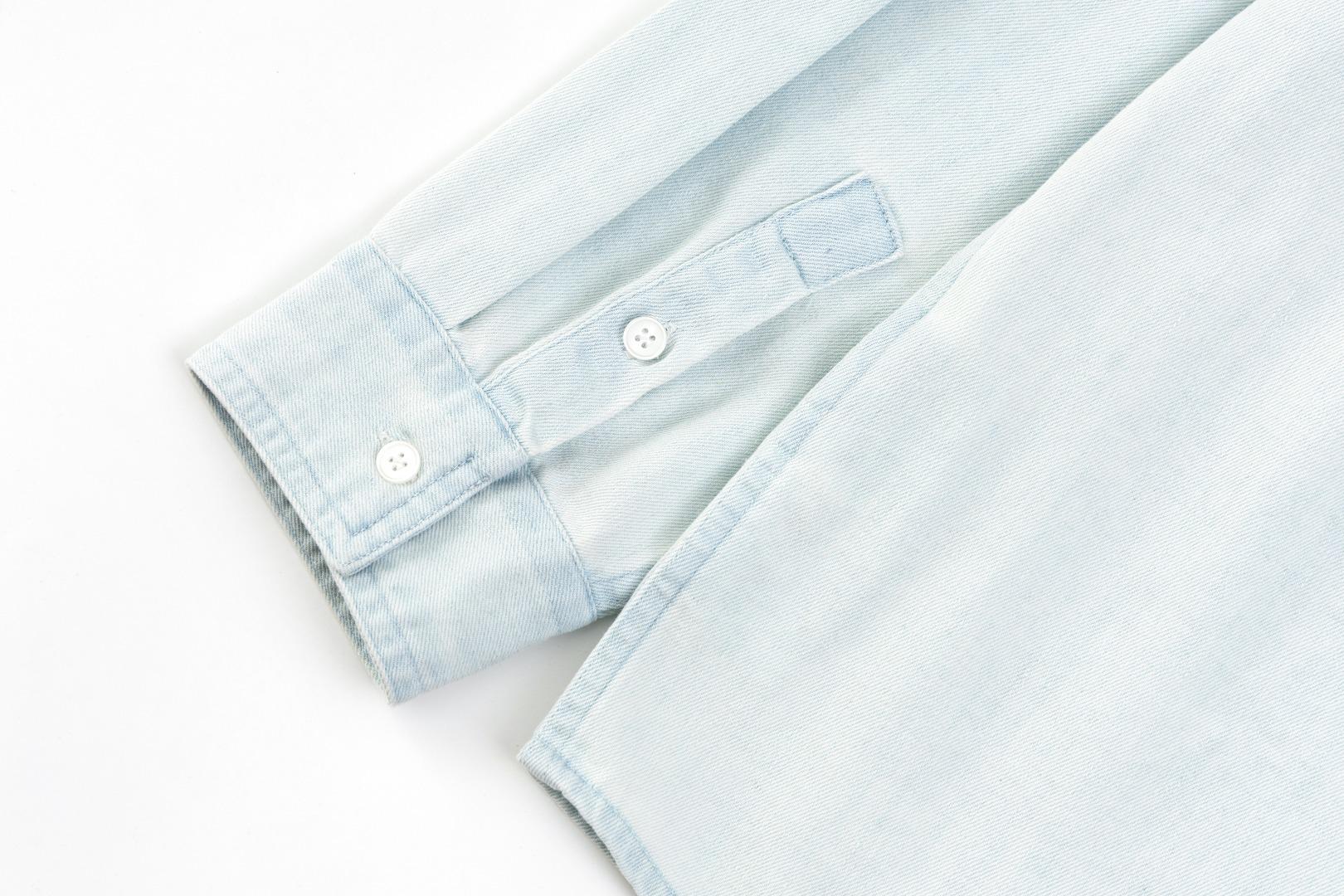 Джинсовая рубашка Miu Miu Rounded Bottom "Blue" фото № 4