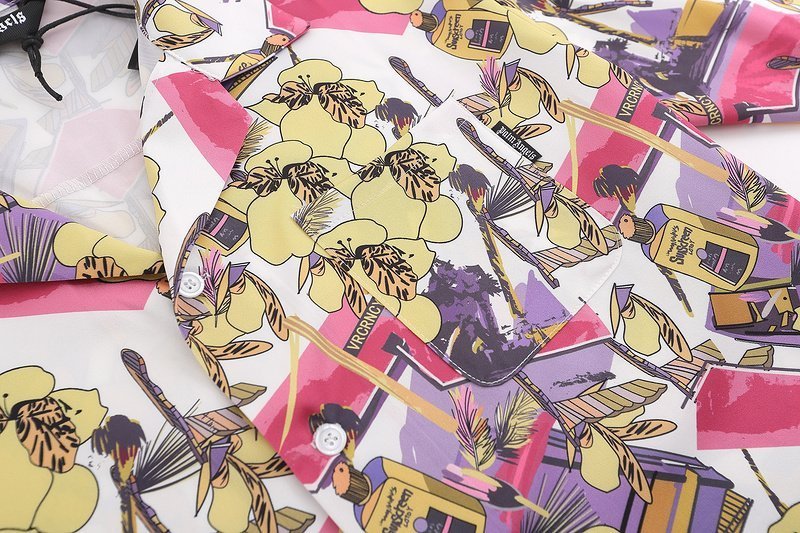 Рубашка Palm Angels Short Sleeve With Print "Pink/Yellow" фото № 3