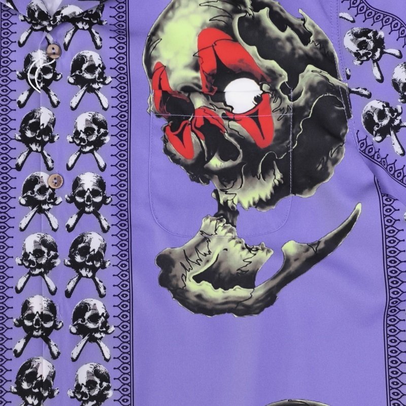 Рубашка Wacko Maria Print With Skulls "Violet" фото № 3