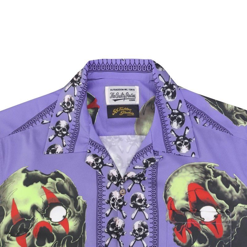 Рубашка Wacko Maria Print With Skulls "Violet" фото № 4