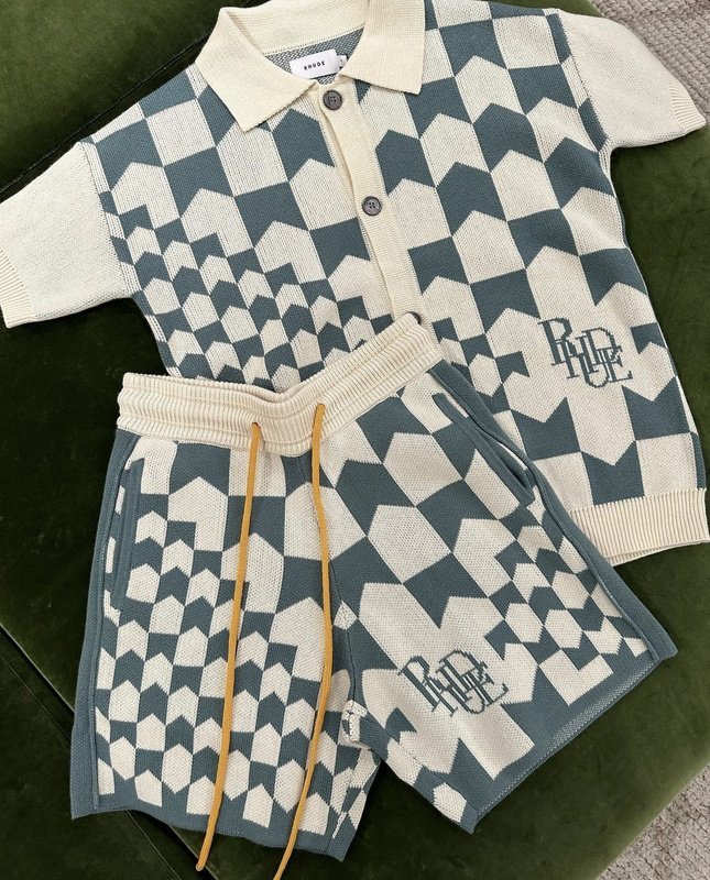 Шорты Rhude Geometric Print "White/Mint" фото № 5