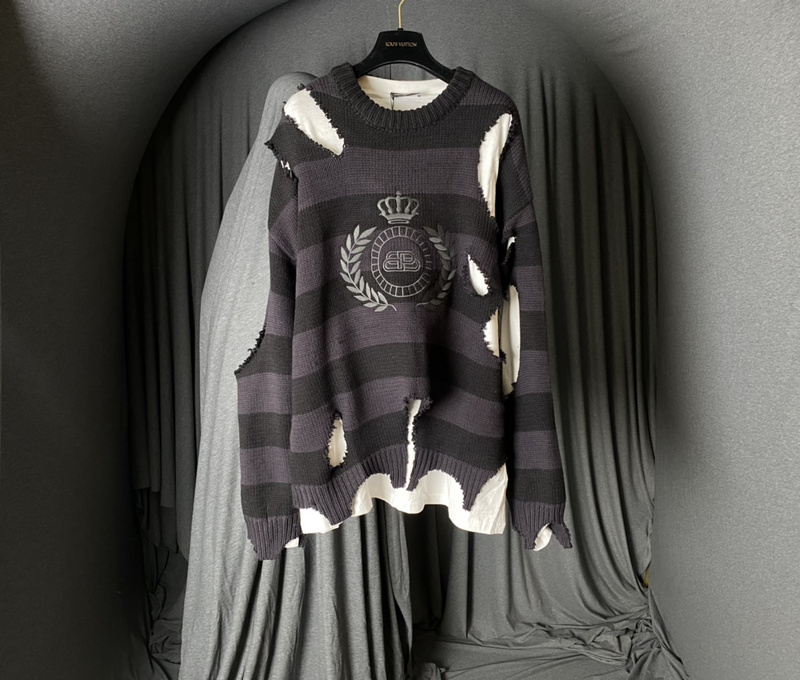 Свитер Balenciaga Ragged Style "Black/Gray" фото № 2