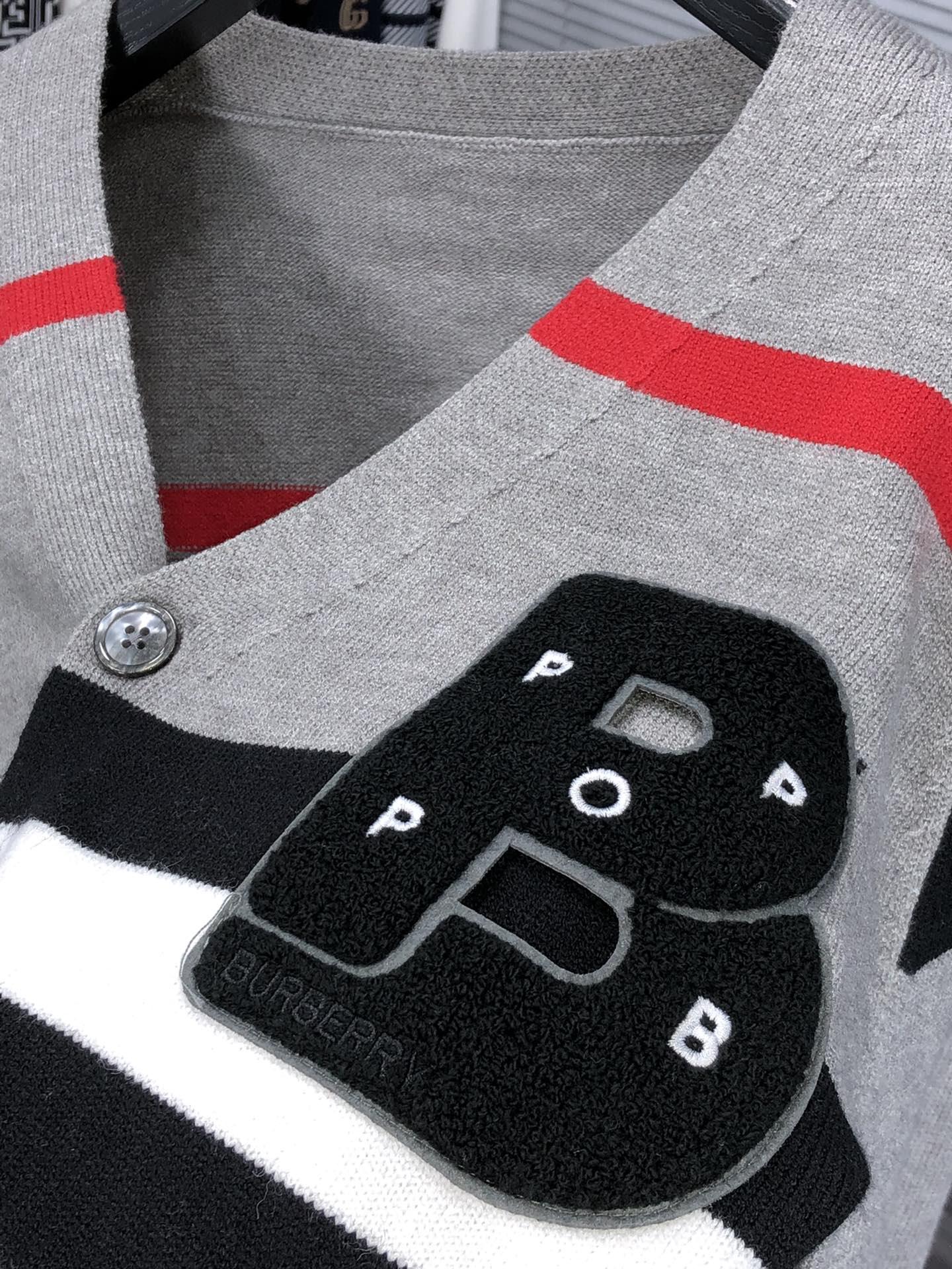 Кардиган Burberry Frontside Print Black Letter B Colorful Horizontal Lines "Gray" фото № 7