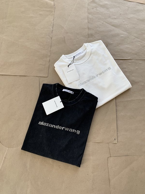 Футболка Alexander Wang Rhinestone Logo And Lip Print "Black/Gray" фото № 2